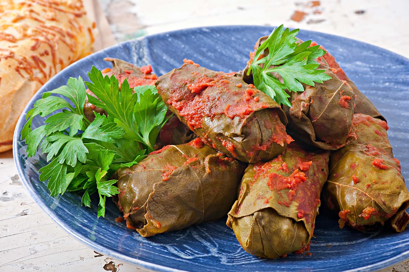 Dolma stuffed grape leaves greek cuisine